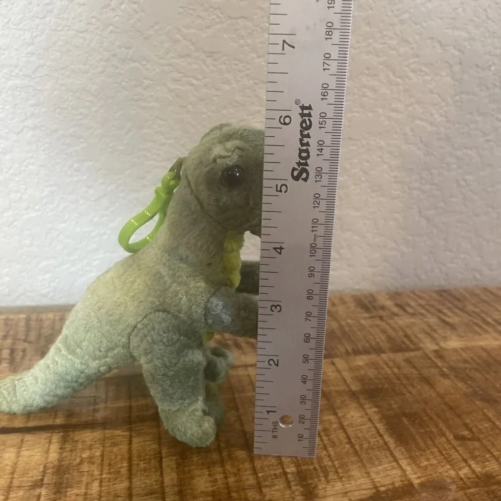 T Rex Dinosaur Backpack Clip Green Soft Plush Stuffed Animal Kids Toy